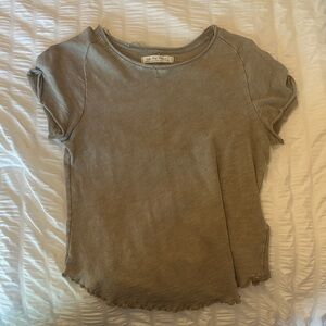 We The Free Taupe Short Sleeve Distressed Tee